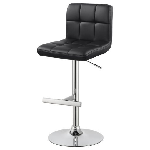 Lenny Upholstered Adjustable Bar Stool Black (Set of 2) - Image 6