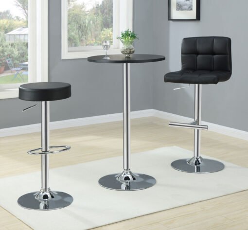 Lenny Upholstered Adjustable Bar Stool Black (Set of 2) - Image 14
