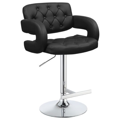 Brandi Adjustable Bar Stool Black and Chrome - Image 2