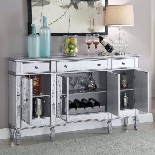 Aconitum 4-door Mirrored Storage Accent Cabinet Silver - Image 2