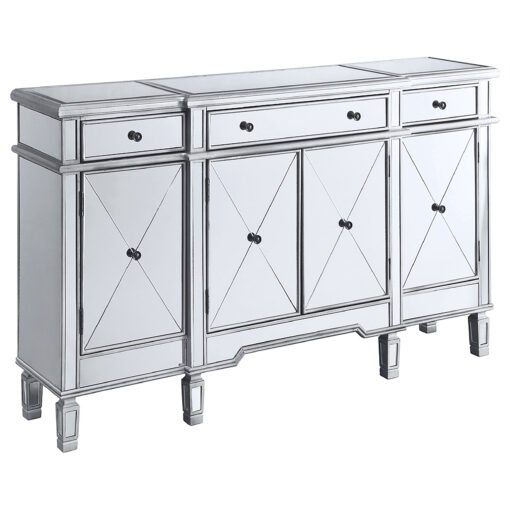 Aconitum 4-door Mirrored Storage Accent Cabinet Silver - Image 3