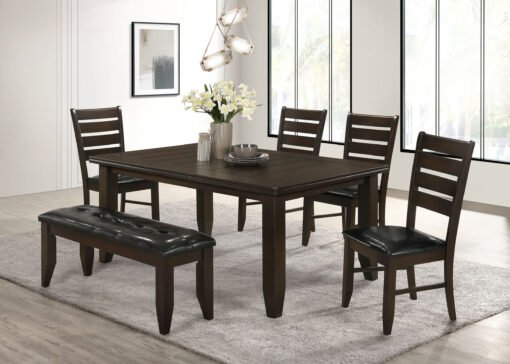 Dalila Leatherette Upholstered Wood Dining Bench Cappuccino - Image 9