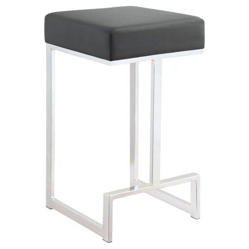 Gervase Square Counter Height Stool Grey and Chrome - Image 2