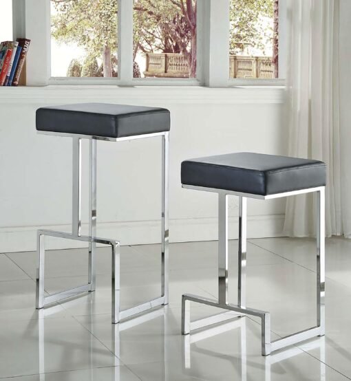Gervase Square Counter Height Stool Black and Chrome - Image 7