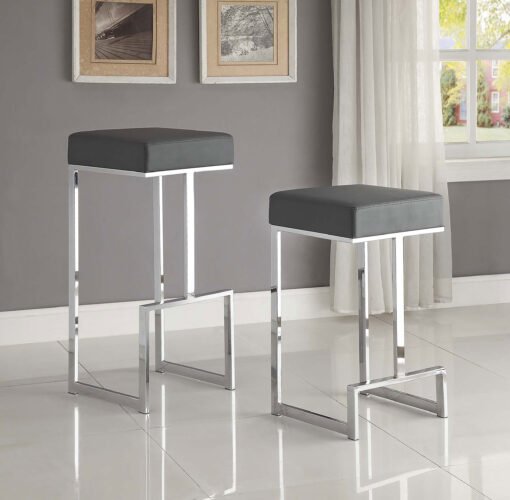 Gervase Square Bar Stool Grey and Chrome - Image 7