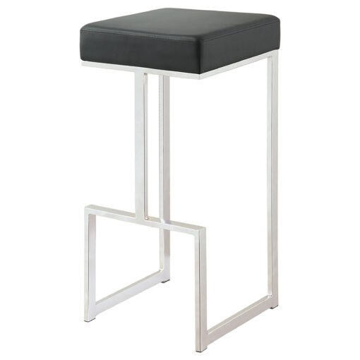 Gervase Square Bar Stool Black and Chrome - Image 2