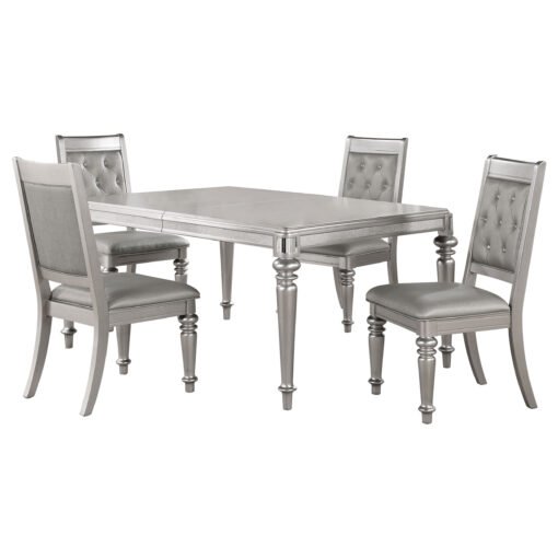 Bling Game 5-piece Rectangular Dining Set Metallic Platinum - Image 2
