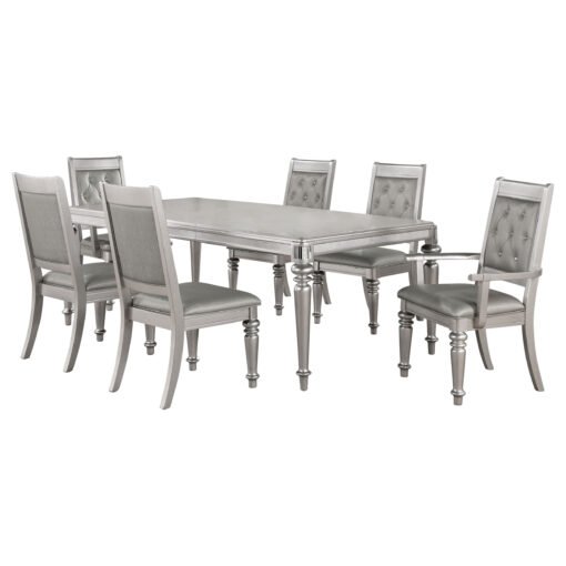 Bling Game 7-piece Rectangular Dining Set Metallic Platinum - Image 2
