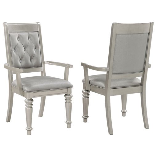 Bling Game Dining Arm Chair Metallic Platinum (Set of 2) - Image 2