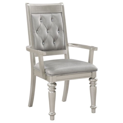 Bling Game Dining Arm Chair Metallic Platinum (Set of 2) - Image 3
