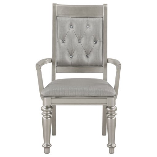 Bling Game Dining Arm Chair Metallic Platinum (Set of 2) - Image 4