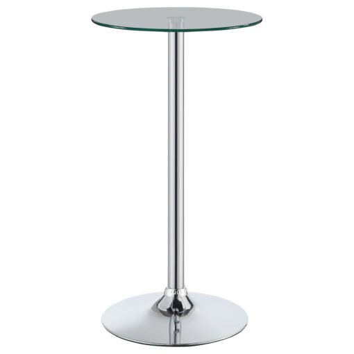 Abiline Round 24-inch Glass Top Bistro Bar Table Chrome - Image 2