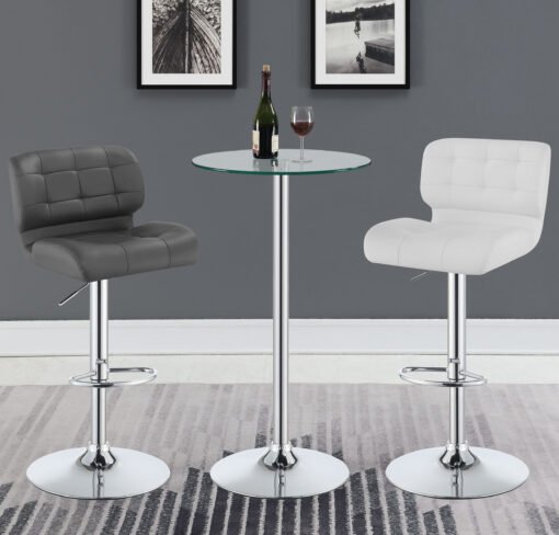 Abiline Round 24-inch Glass Top Bistro Bar Table Chrome - Image 4