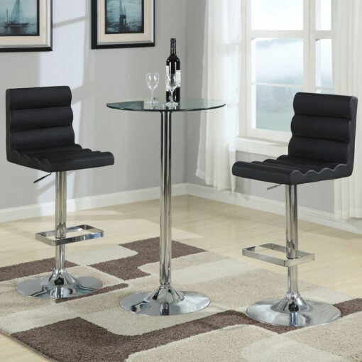 Abiline Round 24-inch Glass Top Bistro Bar Table Chrome - Image 5