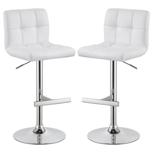 Lenny Upholstered Adjustable Bar Stool White (Set of 2) - Image 2