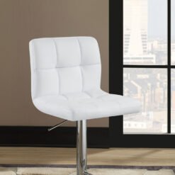Lenny Upholstered Adjustable Bar Stool White (Set of 2)