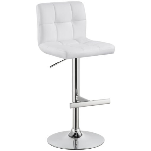 Lenny Upholstered Adjustable Bar Stool White (Set of 2) - Image 3