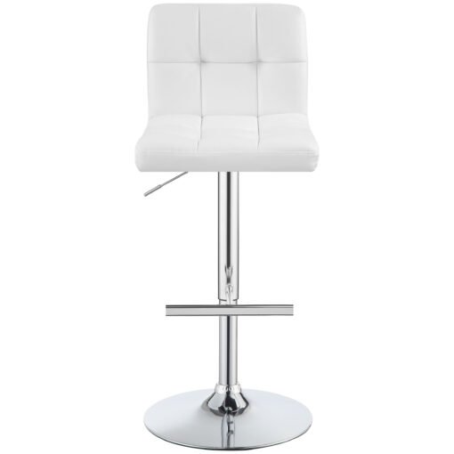 Lenny Upholstered Adjustable Bar Stool White (Set of 2) - Image 4
