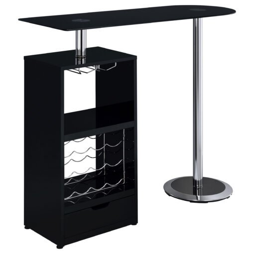 Koufax 48-inch Pub Height Bar Table Black High Gloss - Image 2