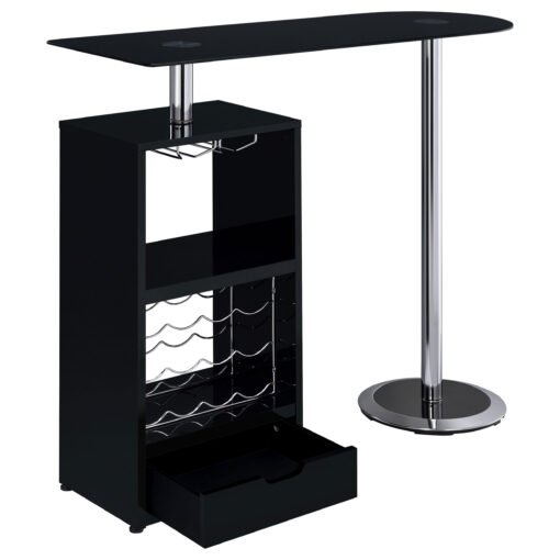 Koufax 48-inch Pub Height Bar Table Black High Gloss - Image 3