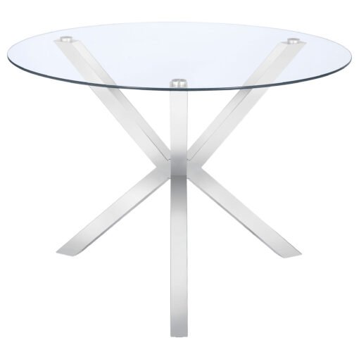 Vance Round 41-inch Glass Top Asterisk Dining Table Chrome - Image 2