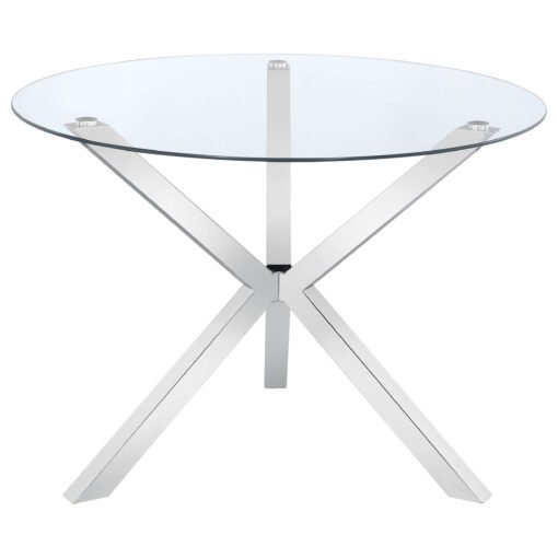 Vance Round 41-inch Glass Top Asterisk Dining Table Chrome - Image 3