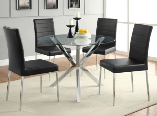Vance Round 41-inch Glass Top Asterisk Dining Table Chrome - Image 6