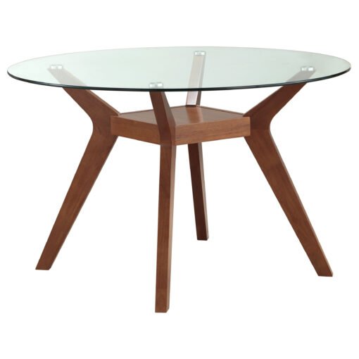 Paxton Round 48-inch Glass Top Wood Dining Table Nutmeg - Image 2