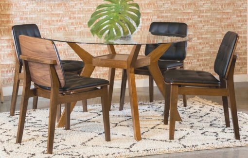 Paxton Round 48-inch Glass Top Wood Dining Table Nutmeg - Image 4