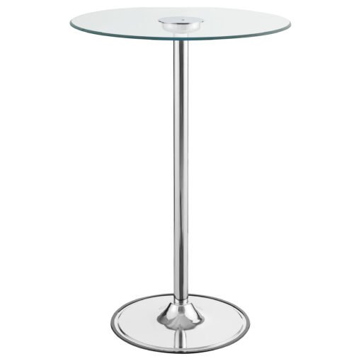 Thea Round 28-inch Glass Top LED Bistro Bar Table Chrome - Image 2