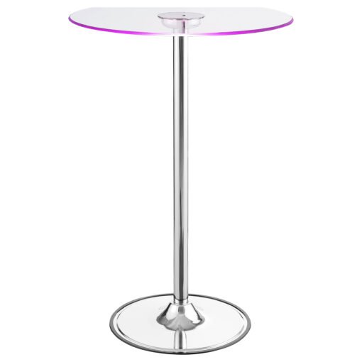 Thea Round 28-inch Glass Top LED Bistro Bar Table Chrome - Image 6