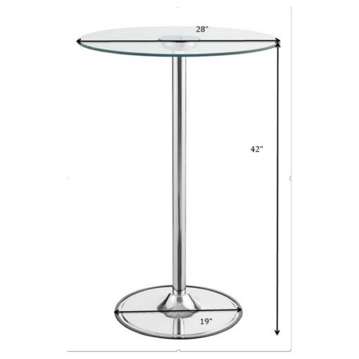 Thea Round 28-inch Glass Top LED Bistro Bar Table Chrome - Image 10