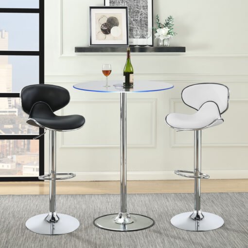 Thea Round 28-inch Glass Top LED Bistro Bar Table Chrome - Image 11