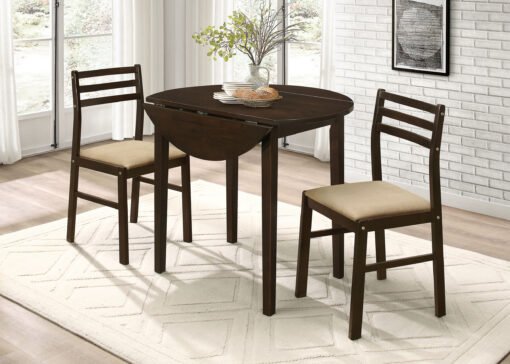 Bucknell 3-piece Round Drop Leaf Dining Table Set Cappuccino - Image 2