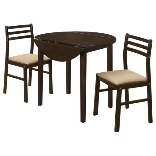 Bucknell 3-piece Round Drop Leaf Dining Table Set Cappuccino - Image 3