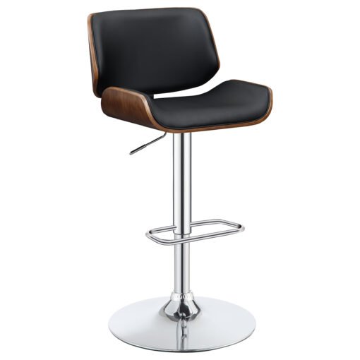 Folsom Upholstered Adjustable Bar Stool Black and Chrome - Image 2