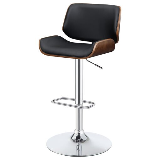 Folsom Upholstered Adjustable Bar Stool Black and Chrome - Image 4
