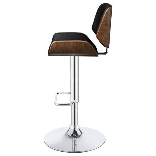 Folsom Upholstered Adjustable Bar Stool Black and Chrome - Image 5