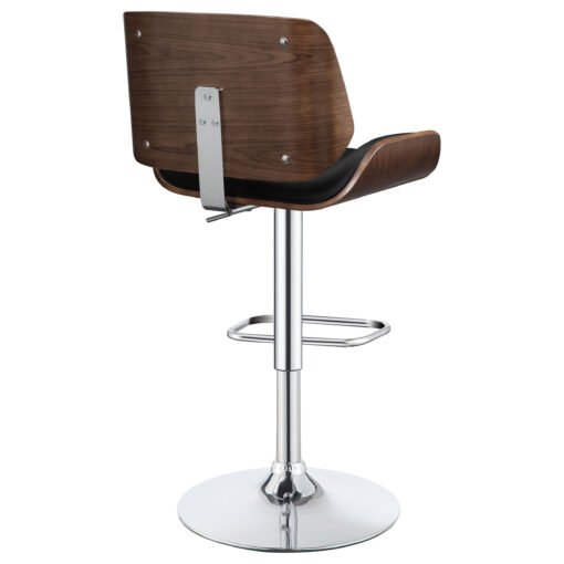 Folsom Upholstered Adjustable Bar Stool Black and Chrome - Image 8
