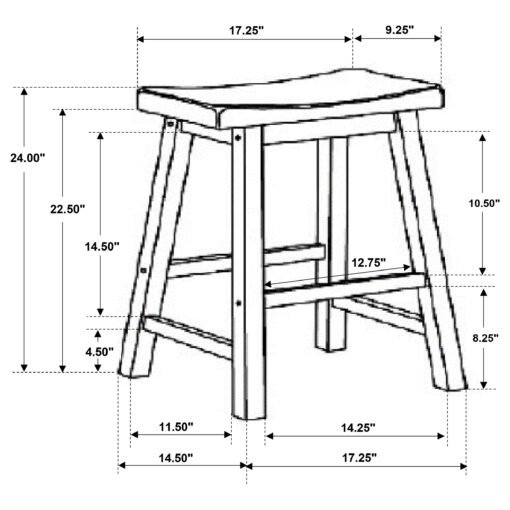 Durant Wood Backless Counter Stool Black (Set of 2) - Image 3