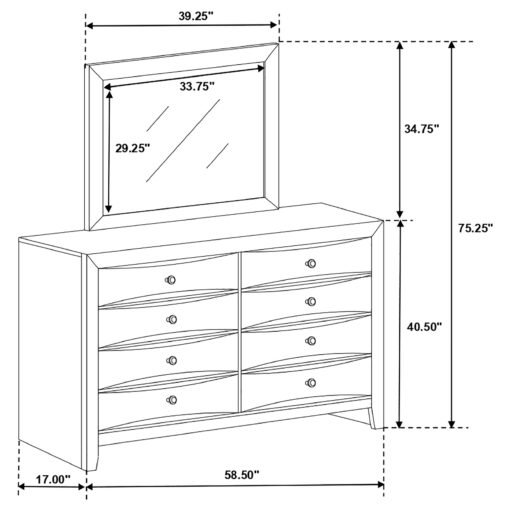 Briana 8-drawer Dresser with Mirror Black - Image 4