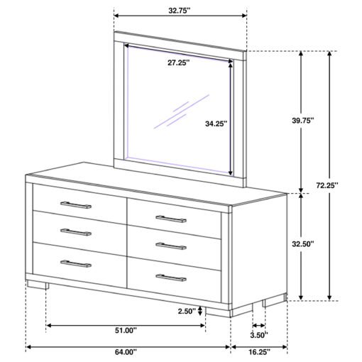 Jessica 6-drawer Dresser with Mirror Cappuccino - Image 7