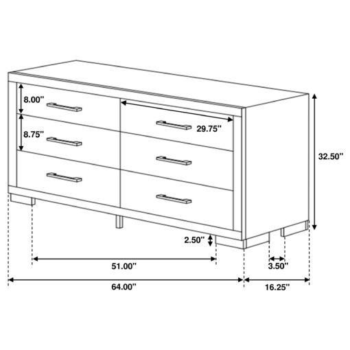 Jessica 6-drawer Dresser Cappuccino - Image 8