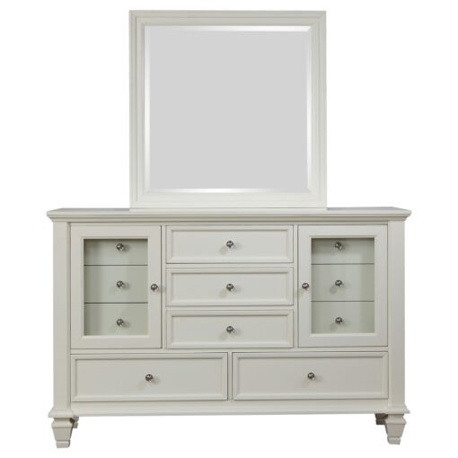 Sandy Beach 11-drawer Dresser with Mirror Cream White - Image 2