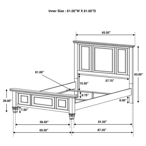 Sandy Beach Wood Queen Panel Bed Black - Image 5