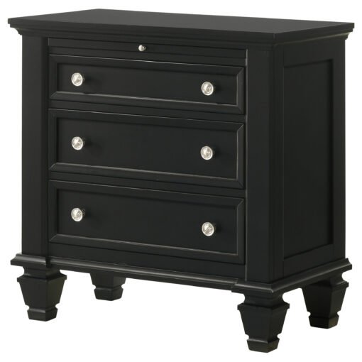 Sandy Beach 3-drawer Nightstand Black - Image 5