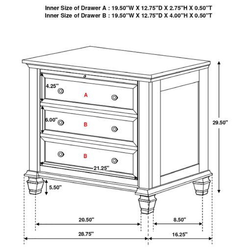 Sandy Beach 3-drawer Nightstand Black - Image 12