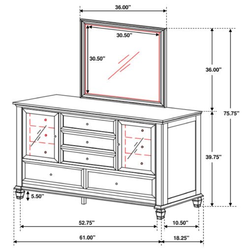 Sandy Beach 11-drawer Dresser with Mirror Black - Image 10