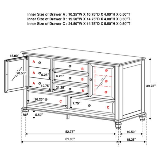Sandy Beach 11-drawer Dresser Black - Image 10