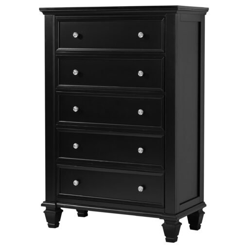 Sandy Beach 5-drawer Bedroom Chest Black - Image 3